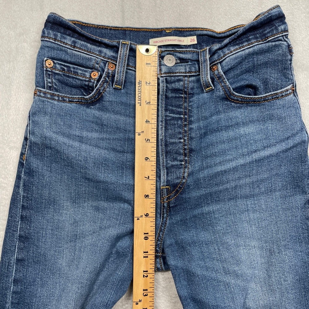 Levis Ribcage Straight Ankle Jeans Womens 26 Blue High Rise Button Fly - Picture 8 of 15